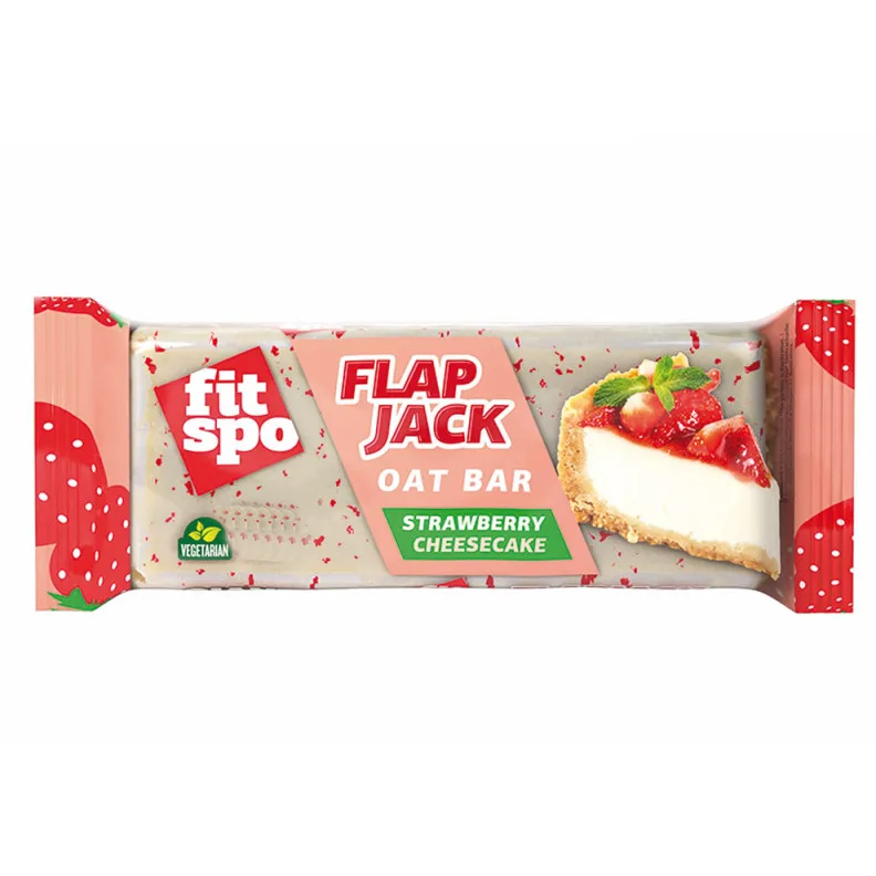 Baton Flapjack Strawberry Chessecake 90g FITSPO — preț și oferte
