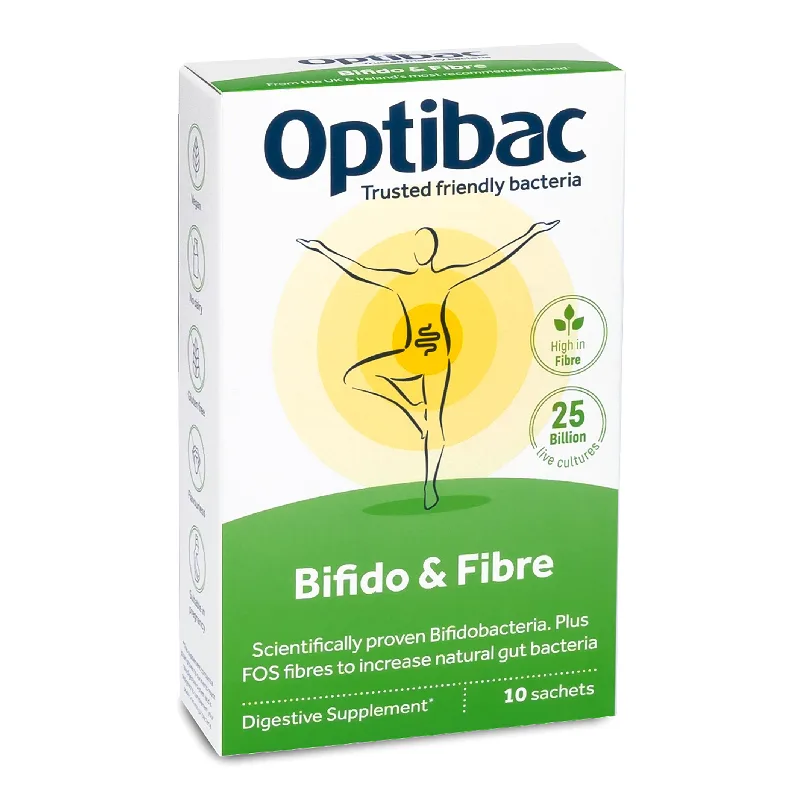 Probiotic cu Bifidobacterii si Fibre, 10 plicuri, OptiBac — preț și oferte