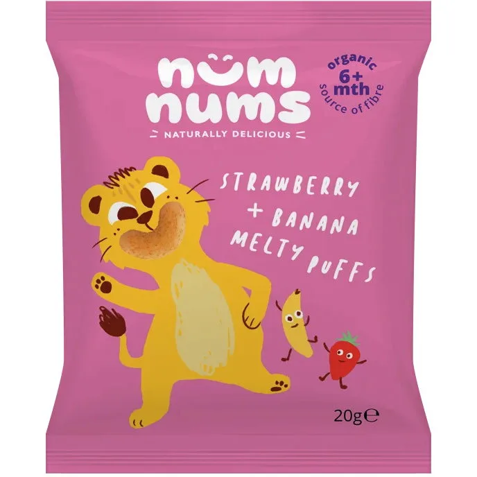 Pufuleti cu Capsuni si Banane pentru Copii +6 Luni Ecologici/Bio 20g NUM NUMS — preț și oferte