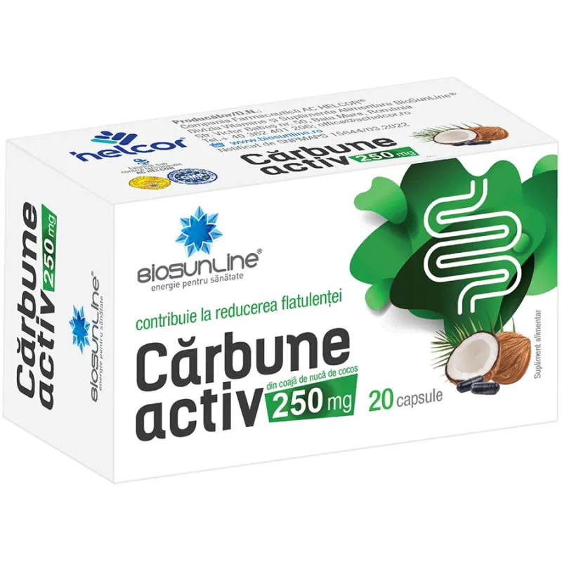 Carbune Activ 250mg 20cps BIOSUNLINE — preț și oferte