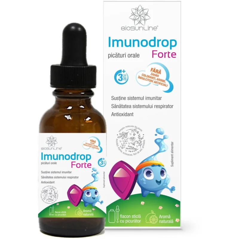Imunodrop Forte Picaturi Orale pentru Imunitate cu Picurator 30ml BIOSUNLINE — preț și oferte