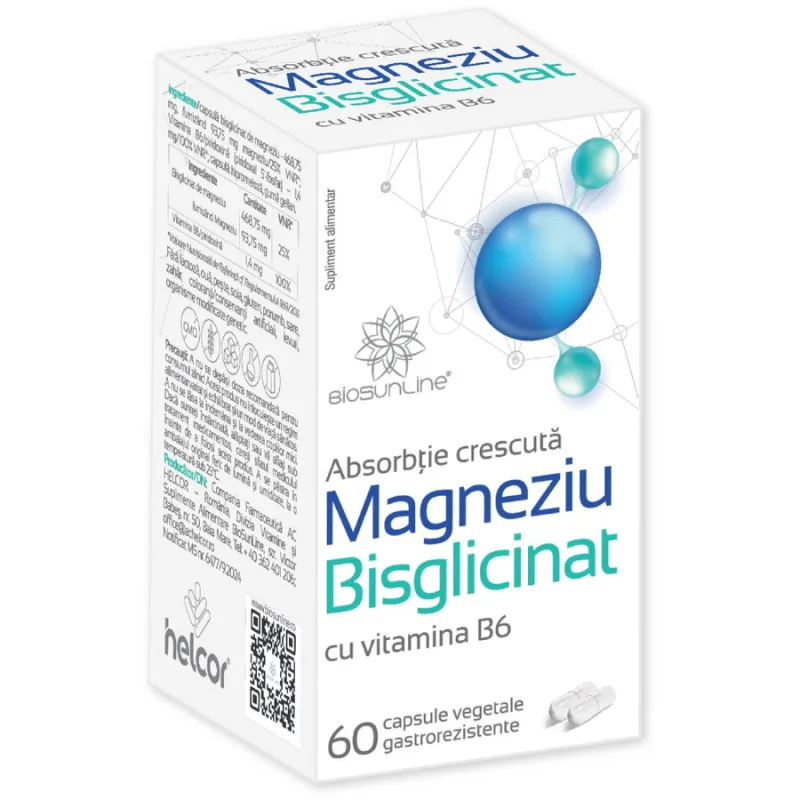 Magneziu Bisglicinat 60cps vegetale gastrorezistente BIOSUNLINE — preț și oferte