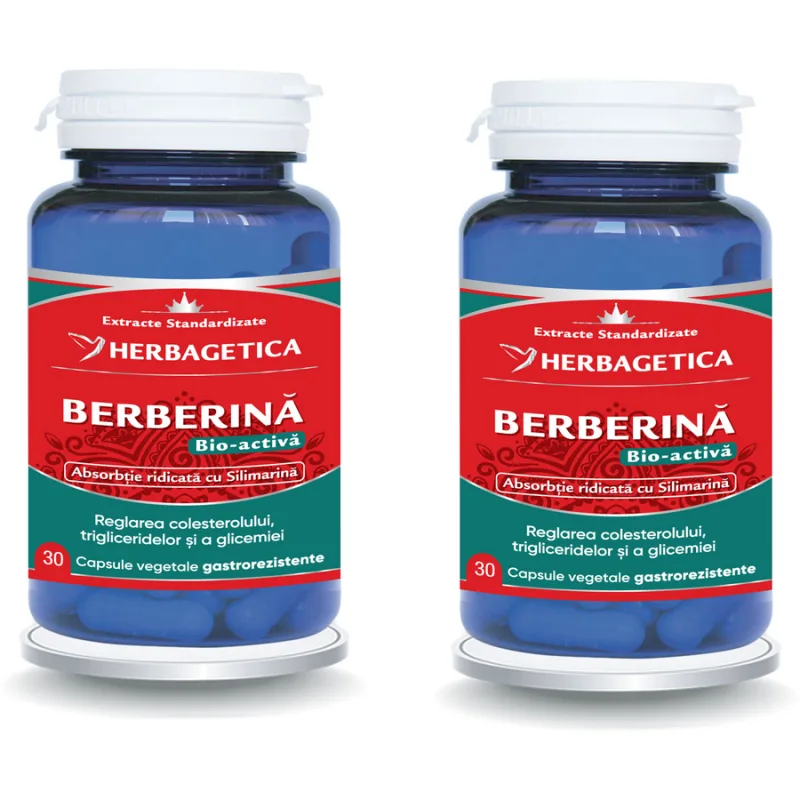 Pachet Berberina Bio-Activa 30cps+30cps (-50% reducere la al doilea produs) HERBAGETICA — preț și oferte