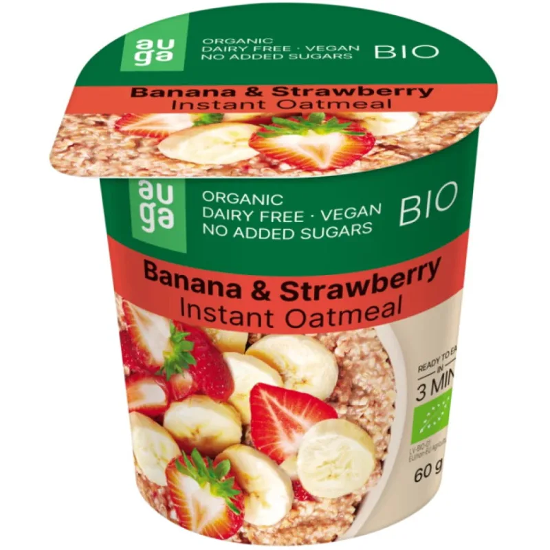 Ovaz Integral cu Banane si Capsuni fara Zahar Adaugat Ecologic/Bio 60g — preț și oferte