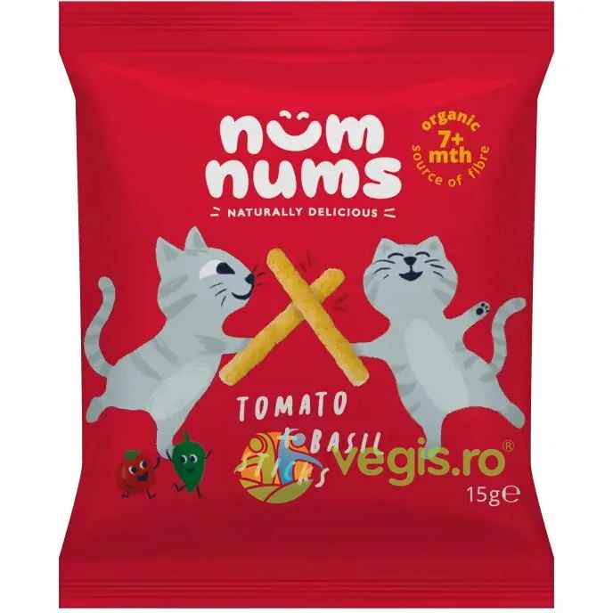 Sticks-uri cu Rosii si Busuioc pentru Copii +7 Luni Ecologice/Bio 20g NUM NUMS — preț și oferte