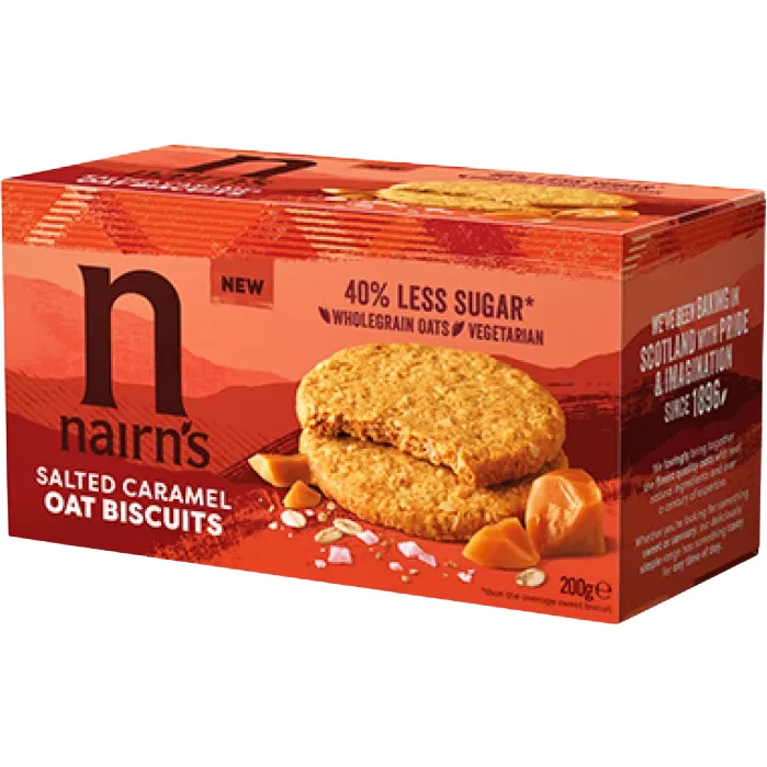 Biscuiti din Ovaz Integral cu Caramel Sarat 200g NAIRNS — preț și oferte