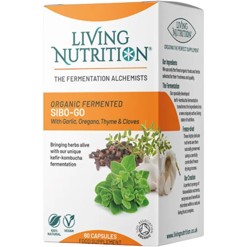 Fermented SIBO-GO 700mg cu Oregano, Usturoi si Cimbru 60cps Living Nutrition — preț și oferte