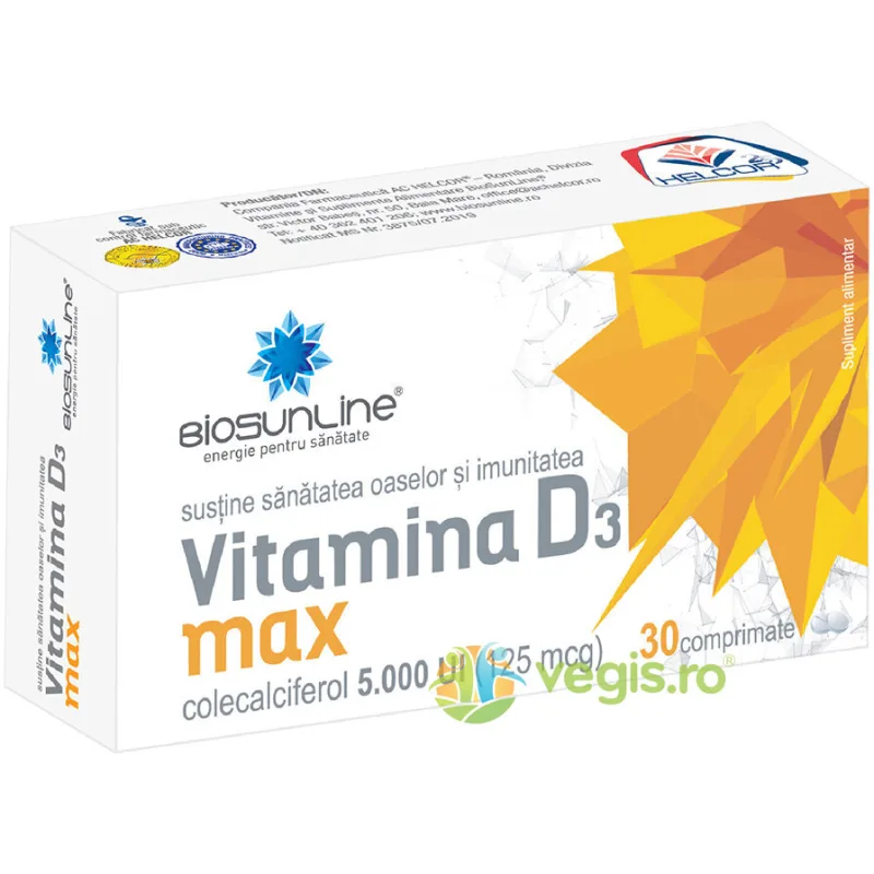 Vitamina D3 Max 30cpr BIOSUNLINE — preț și oferte