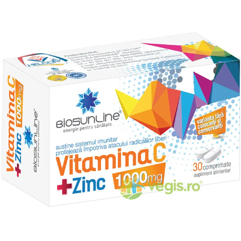 Vitamina C 1000mg + Zinc 30cpr BIOSUNLINE — preț și oferte