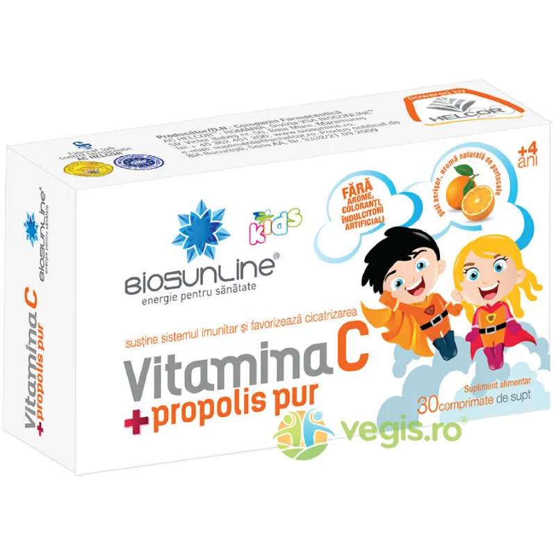 Vitamina C cu Propolis Pur pentru Copii 30cpr BIOSUNLINE — preț și oferte