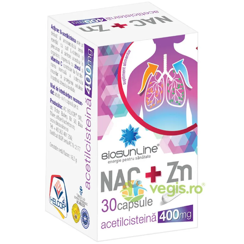 NAC+ Zinc 400mg 30cps BIOSUNLINE — preț și oferte