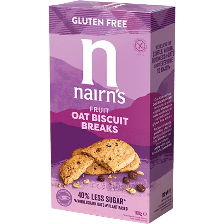 Biscuiti din Ovaz Integral cu Fructe fara Gluten 160g NAIRNS — preț și oferte