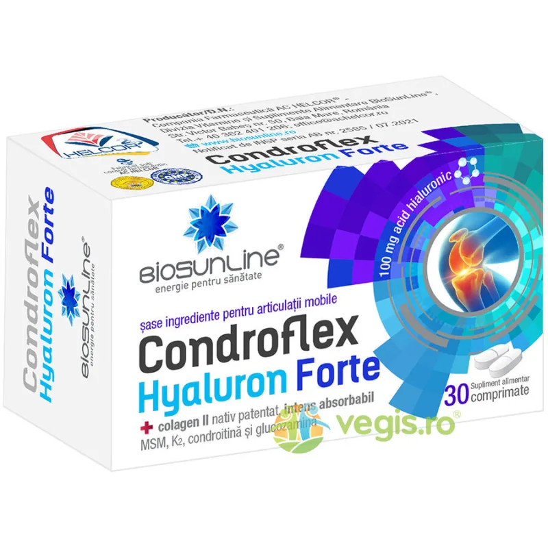 Condroflex Hyaluron Forte cu MSM, Colagen II si Vitamina K2 30cpr BIOSUNLINE — preț și oferte