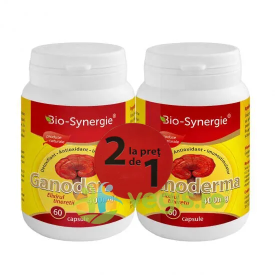 Pachet Ganoderma 400mg 60cps moi+60cps moi BIO-SYNERGIE ACTIV — preț și oferte