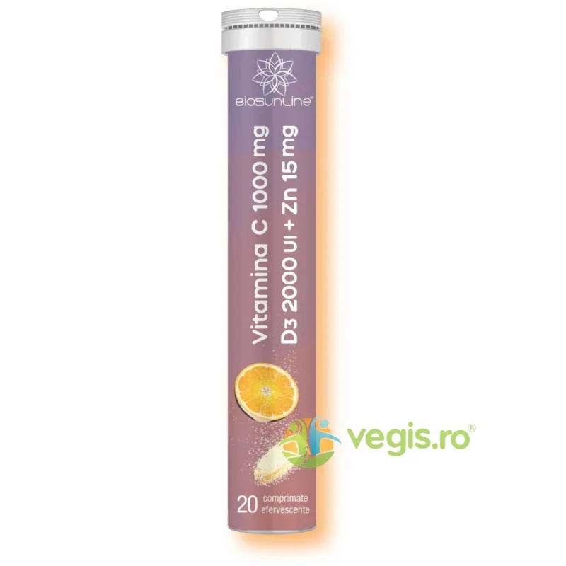 Vitamin C 1000mg + D3 2000UI + Zinc 15mg 20cpr efervescente BIOSUNLINE — preț și oferte