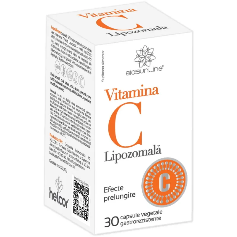 Vitamina C Lipozomala 30cps vegetale gastrorezistente BIOSUNLINE — preț și oferte