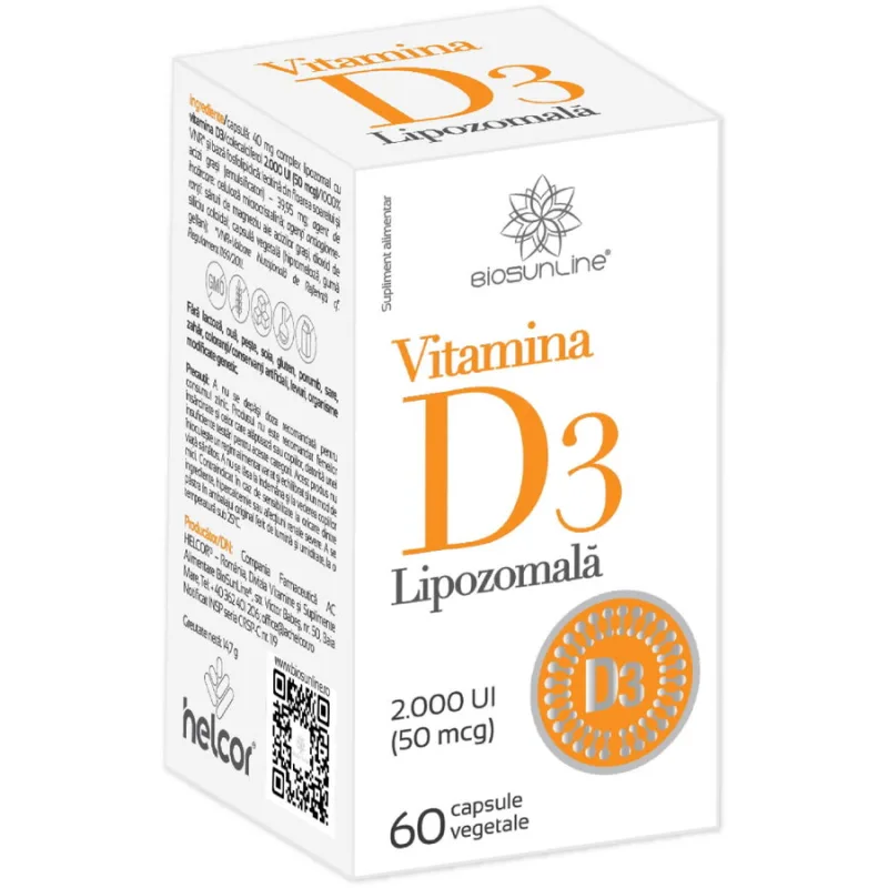 Vitamina D3 Lipozomala 60cps BIOSUNLINE — preț și oferte