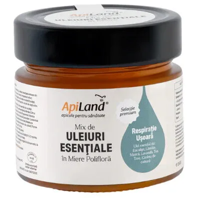 Mix de Uleiuri Esentiale in Miere Poliflora - Respiratie Usoara 250g APILAND — preț și oferte