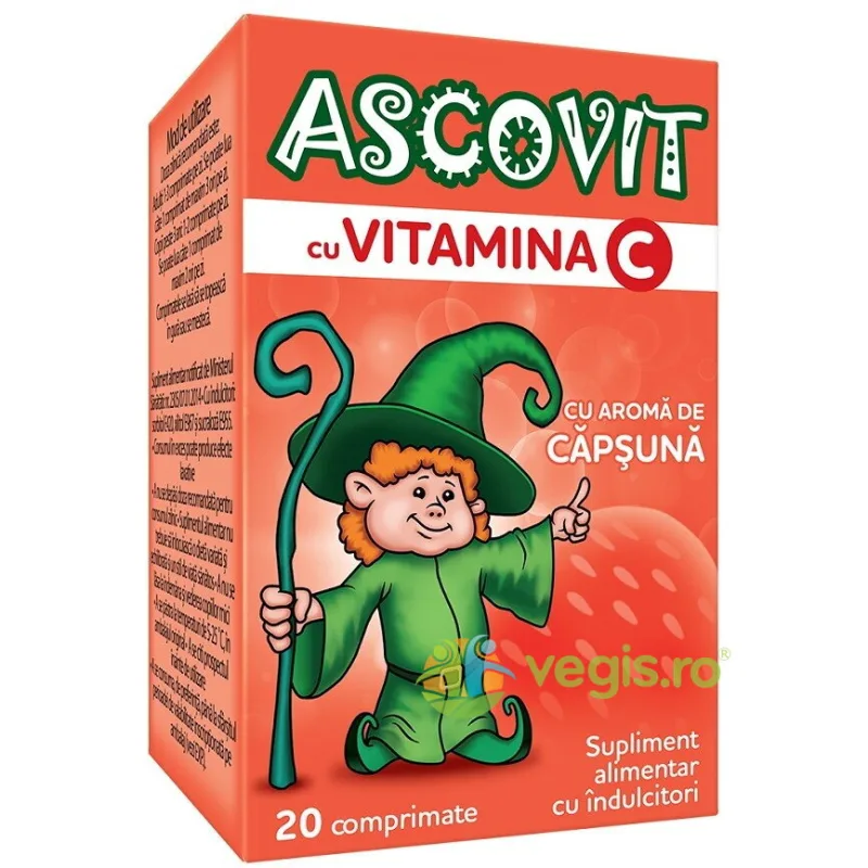 Ascovit cu Aroma de Capsuni 100mg 20cpr HIPOCRATE — preț și oferte