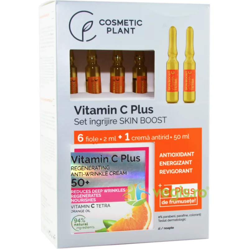 Set Vitamin C Plus (Fiole cu Vitamina C Tetra 6*2ml + Crema Antirid Regeneratoare 50+ 50ml) COSMETIC PLANT — preț și oferte