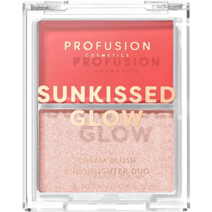 Paleta Duo Blush Cremos + Iluminator Stralucitor Sunkissed Glow Nuanta Coral Heatwave PROFUSION COSMETICS — preț și oferte