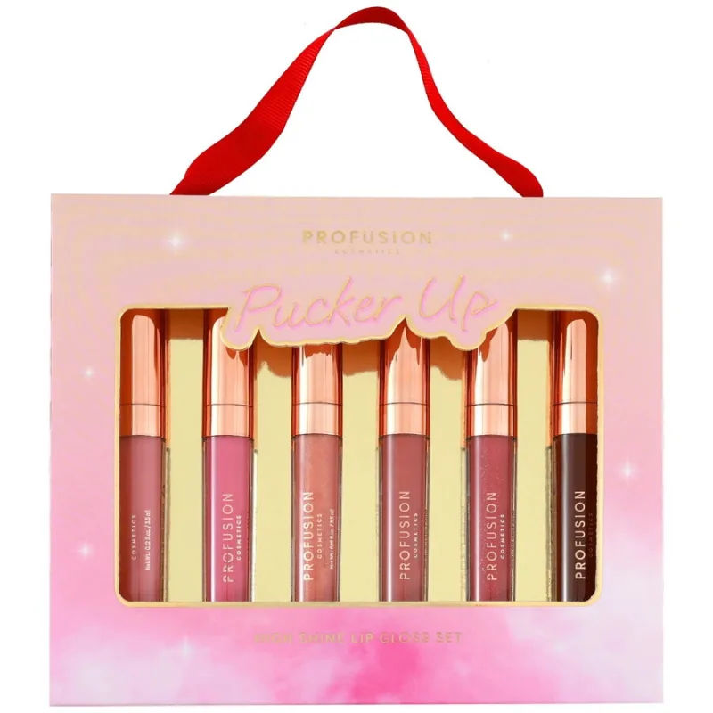 Set 6 Gloss-uri pentru Buze Luciu Intens Pucker Up 6x3.5ml PROFUSION COSMETICS — preț și oferte