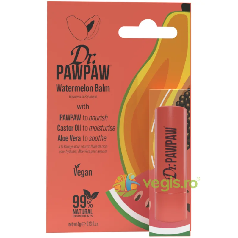 Balsam Stick pentru Buze cu Ulei de Ricin si Aloe Vera cu Aroma de Pepene Verde si Pawpaw 4g DR PAWPAW — preț și oferte