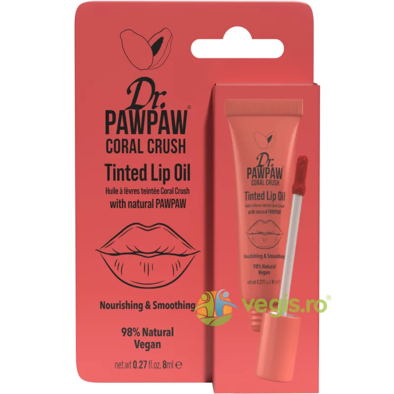 Ulei de Buze Colorat si Hranitor cu Extract de Papaya Coral Crush 8ml DR PAWPAW — preț și oferte