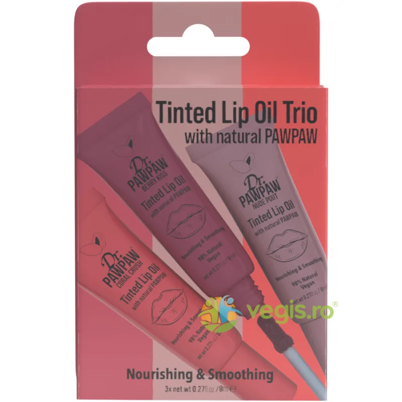 Set 3 Uleiuri de Buze Colorate si Hranitoare cu Extract de Papaya 3x8ml DR PAWPAW — preț și oferte