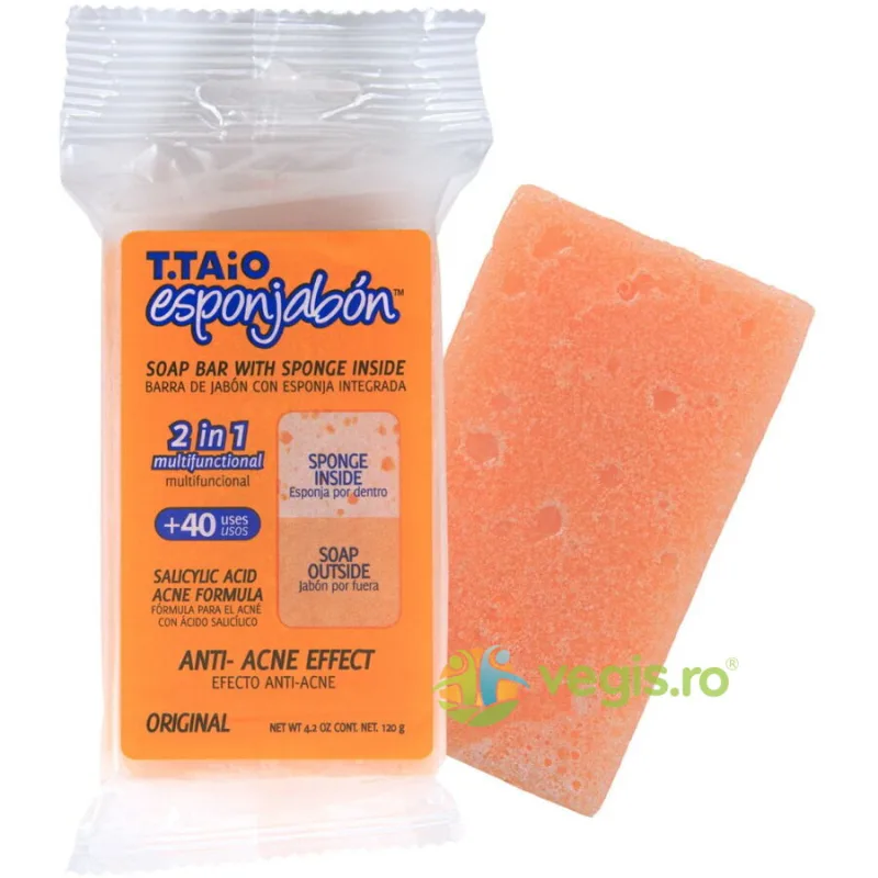 Burete de Baie si Sapun Incorporat cu Efect Anti-Acnee 120g ESPONJABON — preț și oferte
