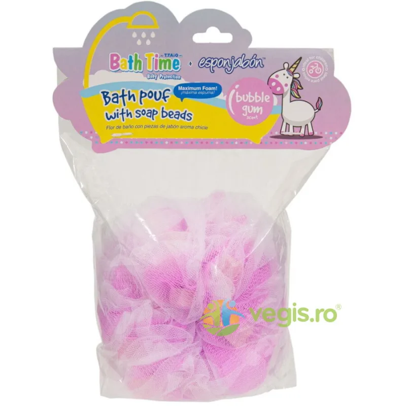Burete de Dus cu Plasa Exfolianta si Sapun Incorporat cu Parfum de Guma de Mestecat 1buc ESPONJABON — preț și oferte