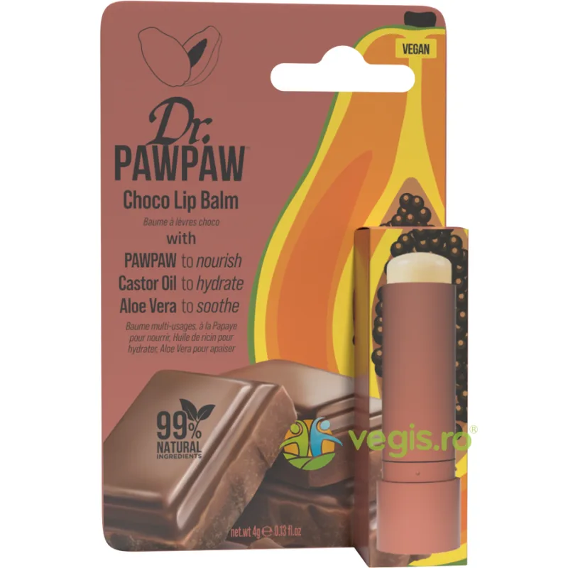 Balsam pentru Buze cu Ulei de Ricin si Aloe Vera cu Aroma de Ciocolata si Pawpaw 4g DR PAWPAW — preț și oferte