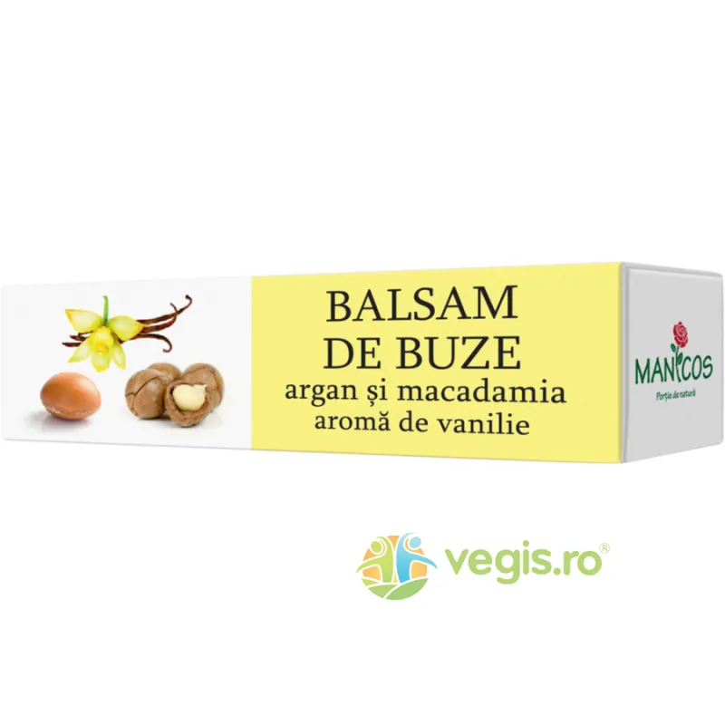 Balsam de Buze cu Ulei de Argan, Ulei de Macadamia si Aroma de Vanilie 4.8g Manicos — preț și oferte