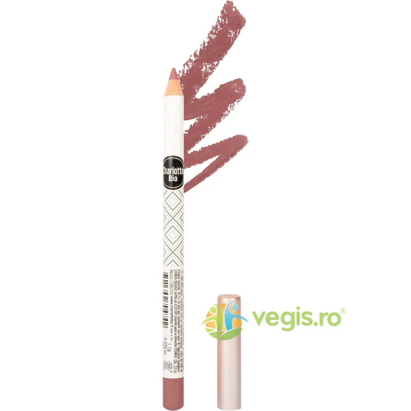 Creion Bio Contur Buze Roz Vintage cu Efect de Lunga Durata cu Jojoba si Ceara Vegetala 1.1g CHARLOTTE BIO — preț și oferte