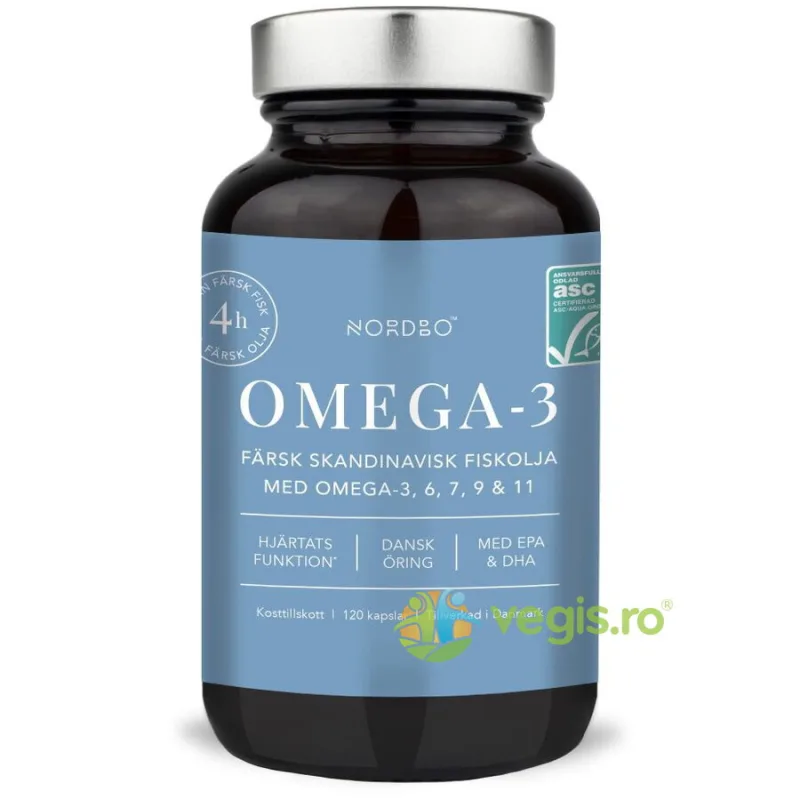 Omega-3, 6, 9 & 11 Ulei de Peste din Pastrav Danez 120cps NORDBO — preț și oferte