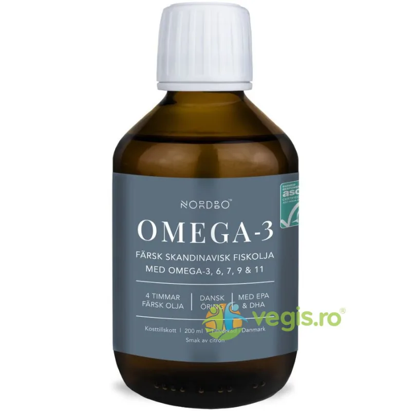 Omega-3, 6, 9 & 11 Ulei de Peste din Pastrav Danez 200ml NORDBO — preț și oferte