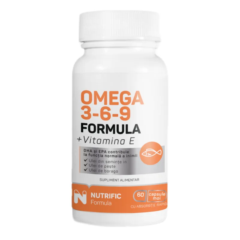 Omega 3 6 9 formula, 60 capsule moi, Nutrific — preț și oferte