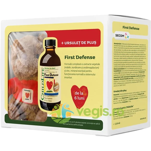 Pachet Sirop First Defense pentru Copii 118.5 ml + Ursulet de Plus Secom, CHILDLIFE ESSENTIALS — preț și oferte