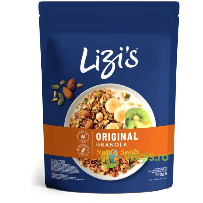 Granola Original cu Fulgi de Ovaz Integrali, Nuci si Seminte 500g LIZI'S — preț și oferte