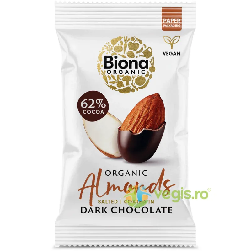 Migdale Sarate Invelite in Ciocolata Neagra Ecologice/Bio 30g BIONA — preț și oferte