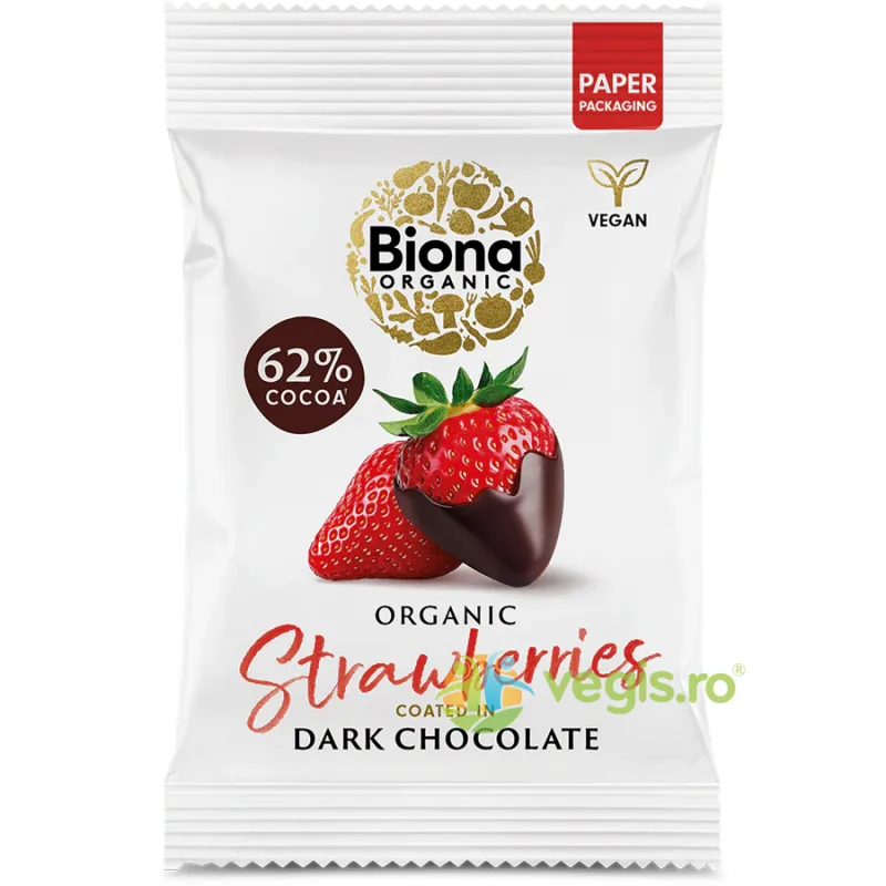 Capsuni Invelite in Ciocolata Neagra Ecologice/Bio 45g BIONA — preț și oferte