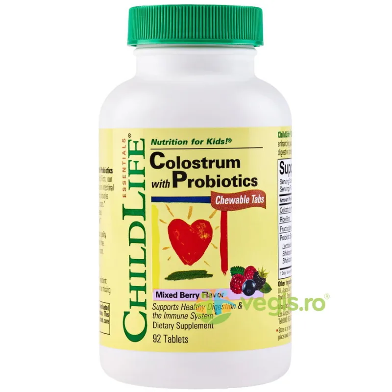 Colostrum Plus Probiotics 92tb masticabile Secom, CHILDLIFE ESSENTIALS — preț și oferte