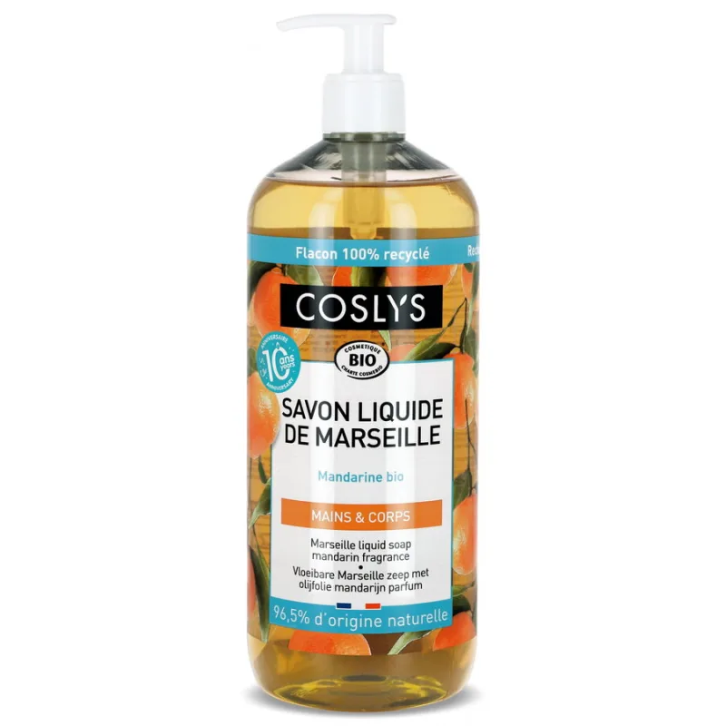 Sapun Lichid si Gel de Dus de Marsilia Bio cu Mandarine Format Mare 1L COSLYS — preț și oferte