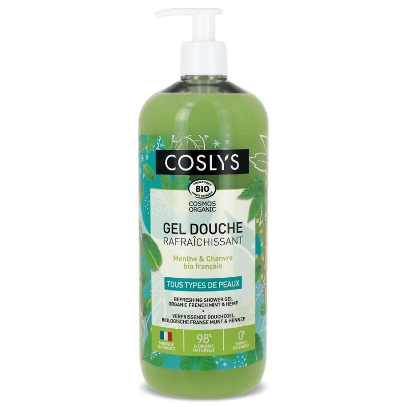 Gel de Dus Bio Revigorant cu Menta si Canepa Format Mare 1L COSLYS — preț și oferte