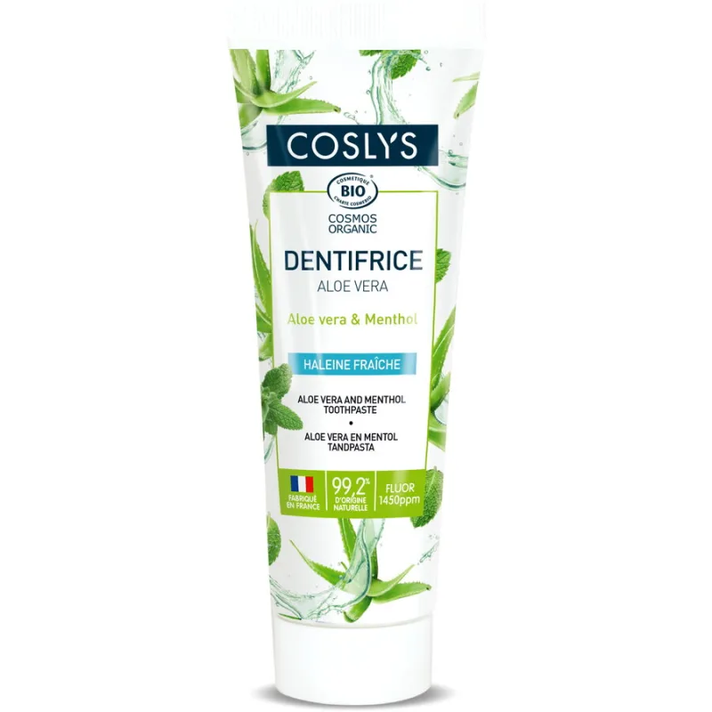 Pasta de Dinti Bio pentru Eliminarea Placii Bacteriene cu Aloe Vera si Mentol 100g COSLYS — preț și oferte