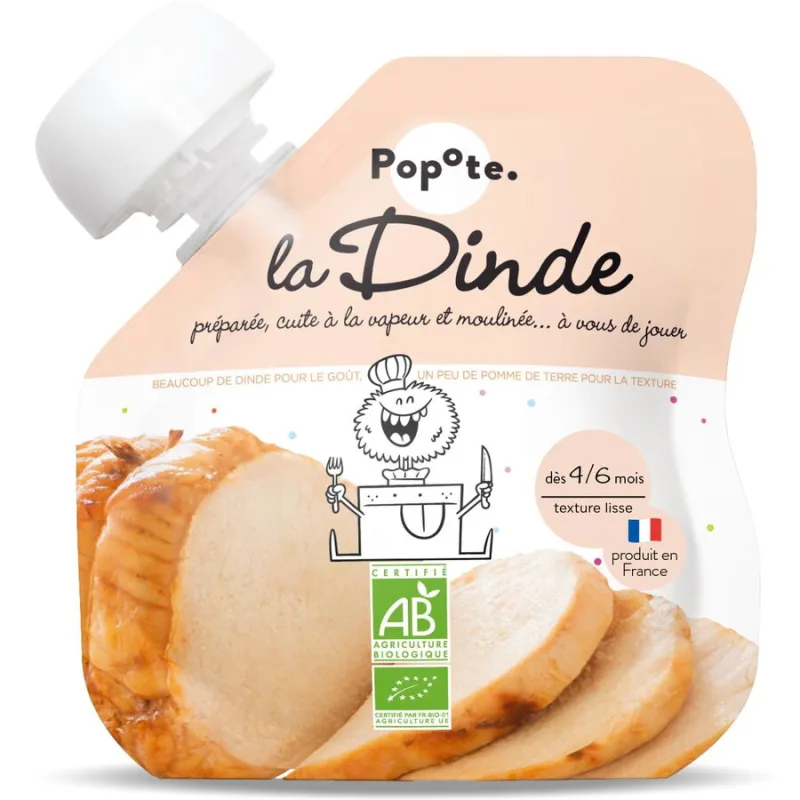 Piure cu 51% Carne de Curcan pentru Copii +4/6 Luni Ecologic/Bio 60g POPOTE — preț și oferte