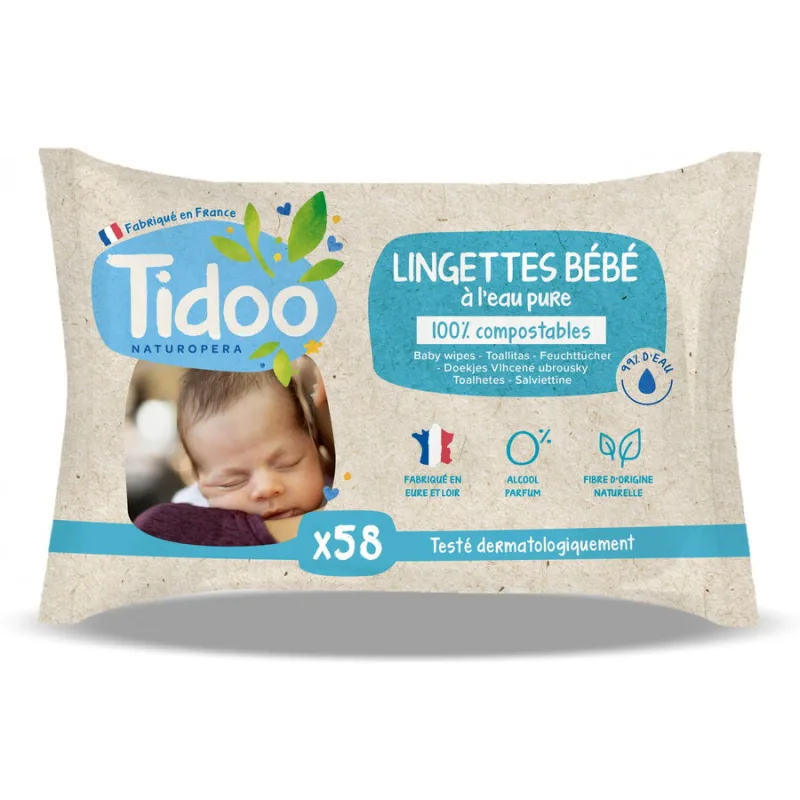 Servetele Umede pentru Bebelusi cu Apa Pura 58buc TIDOO — preț și oferte