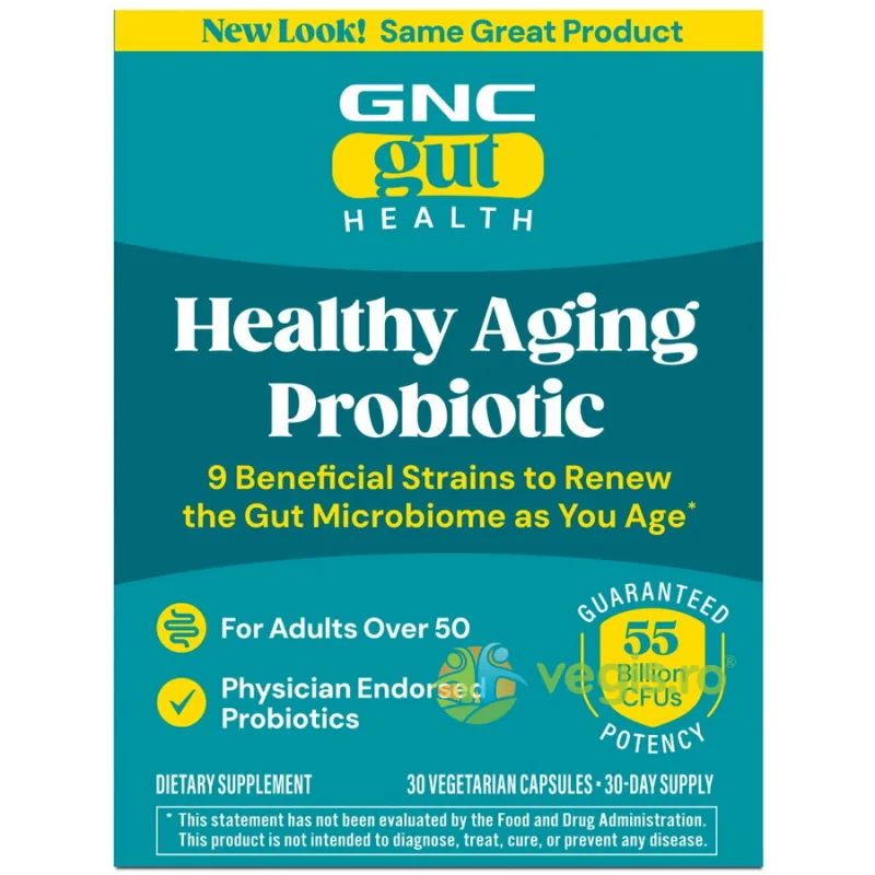 Probiotic Studiat Clinic 55 Miliarde UFC Culturi Vii pentru Digestie, Microbiom si Longevitate 50+ Ani 30cps GNC — preț și oferte