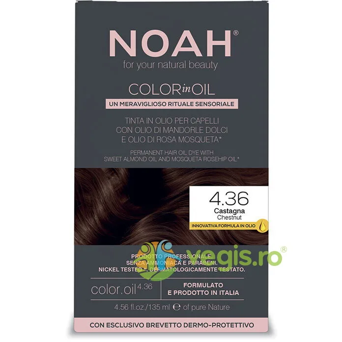 Vopsea de Par Permanenta pe Baza de Ulei 4.36 Castaniu (Chestnut) fara Amoniac 135ml NOAH — preț și oferte