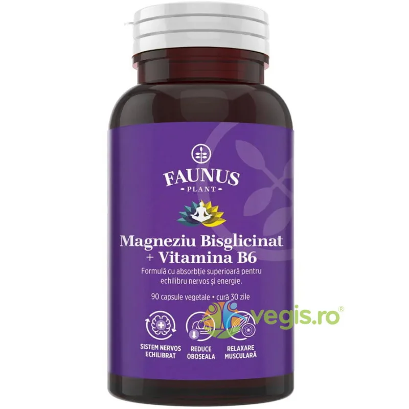 Magneziu Bisglicinat + B6 90cps FAUNUS PLANT — preț și oferte